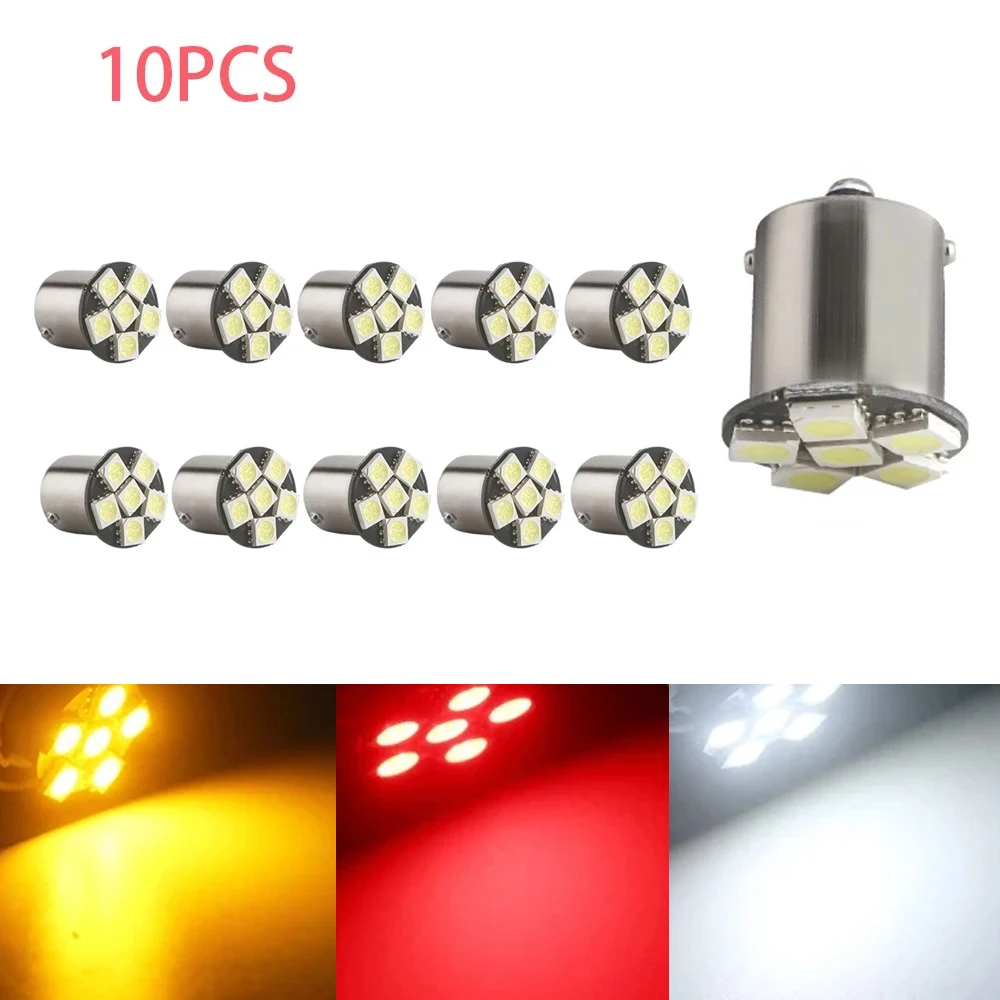 10PCS DC 6V 6.3V P21W 1156 BA15S PY21/5W 1157 BAY15D 5050 6 SMD Non-polar Led Bulb Car Accessories