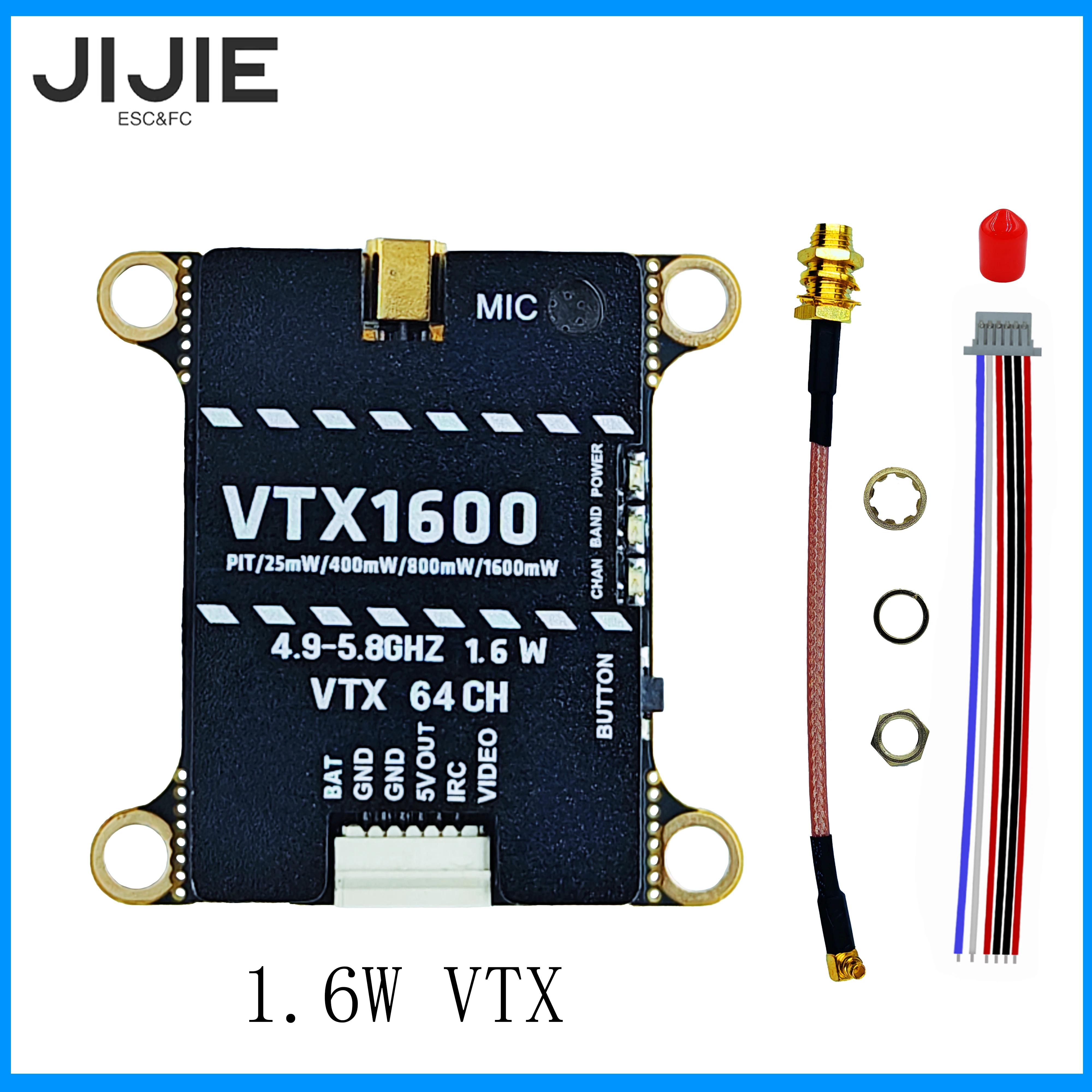 JIJIE Originele nieuwe 1.6W VTX 2.5W High Power VTX 48CH Digitale VTX Videozender voor RC FPV Lange Afstand Vaste-vleugel Drones