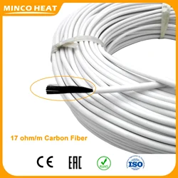 Minco ısı 17Ohm/m çapı 3mm/4mm 10 ~ 100 metre silikon kauçuk zemin ısıtma kabloları tel 24K