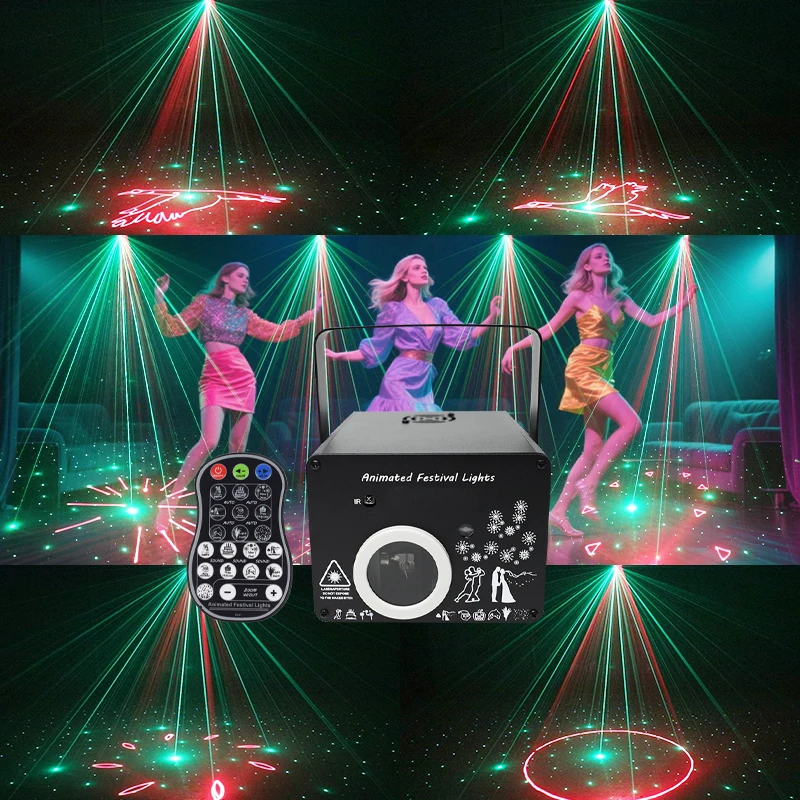HCWE 3D novelty lighting Projector Animation DMX512 White Dance Follr Dance Table Lamp Night Club Holiday Dj Strobe Light