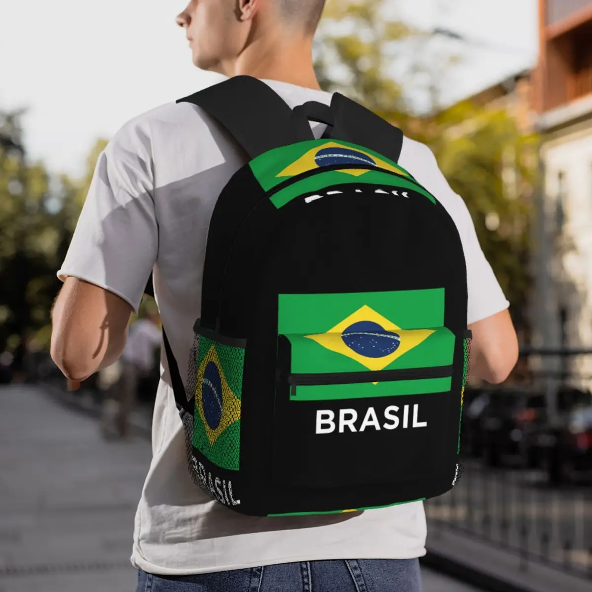 Brazil Soccer Team Football Brazilian Flag Backpack Daypack Large Capacity Boys Girls BookBag School Bag Shoulder Bags Men Women