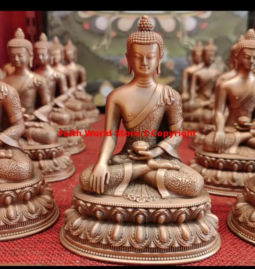 

2024 TOP power Shakyamuni Wholesale Tibet Nepal Buddha statue Buddhist supplies COPPER HOME family Altar Effective protection