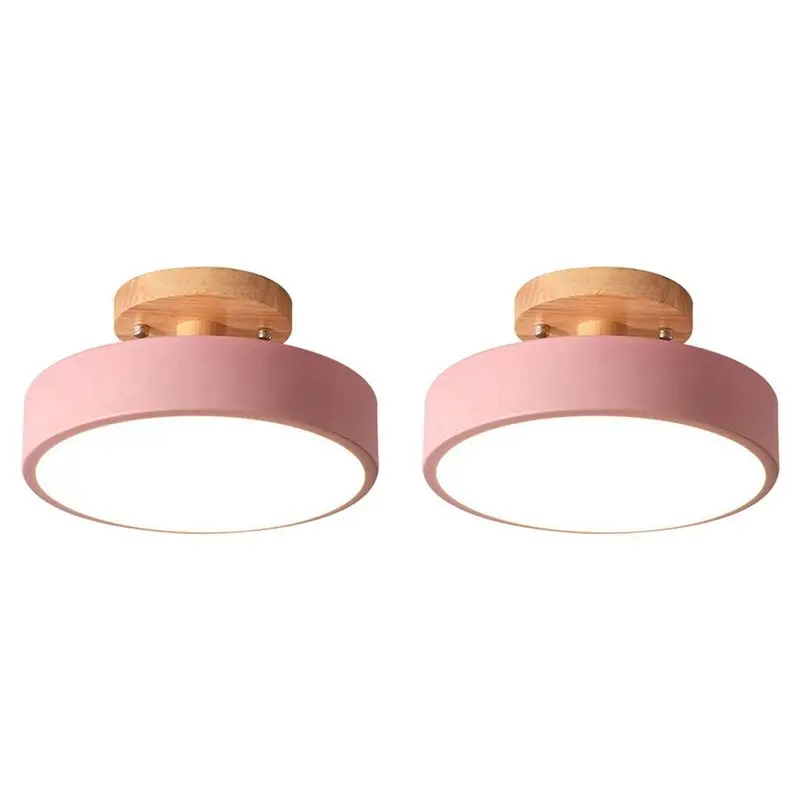 EYFL-2X Ceiling Lights Modern LED Nordic Wood Lighting Fixture Indoor Luminaire Kitchen Living Bedroom Bathroom Pink