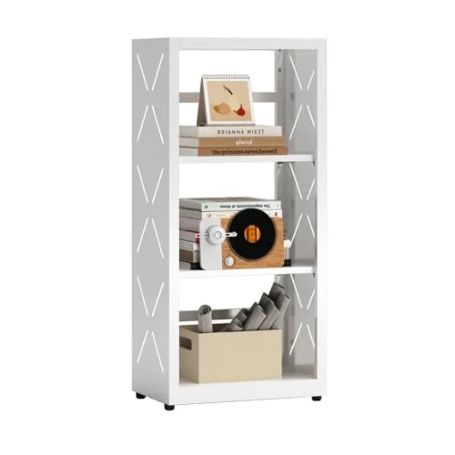 

Book Shelf 3 Tier Metal Bookshelf with Adjustable Shelves Open Shelf Bookcase for Home Office and Living Room CD Storage Racks