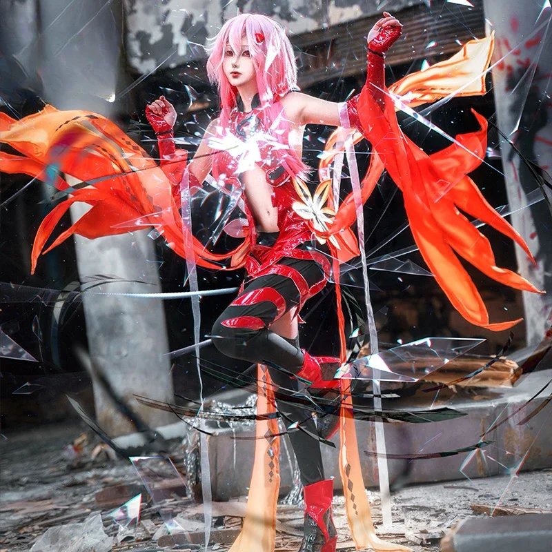 Yuzuriha Inori Costumes Guilty Crown Battle Suit Red PU Leather  Women Cosplay Suit Carnival Party Events Cosplay Performance