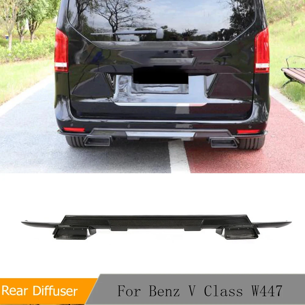

Dry Carbon Fiber W447 Rear Bumper Lip Diffuser for Mercedes-Benz V Class V200D V250D W447 Rear Bumper Lip Diffuser Spoiler 16-18