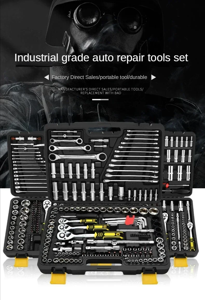 46pcs Socket Ratchet Car Repair Tool Wrench Set Head Ratchet Pawl Socket Spanner Screwdriver Professional Metalworking Tool Kit