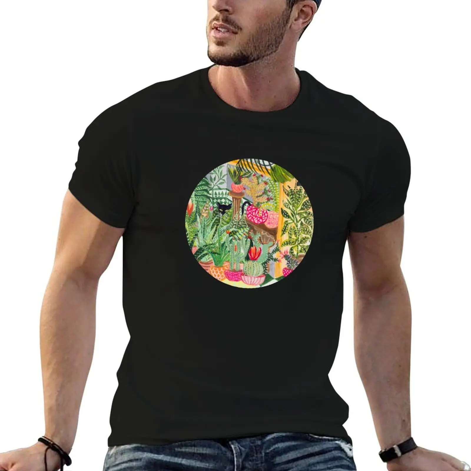 

cotton shirt cat in shirts garden man T-Shirt man for t t cotton the Black