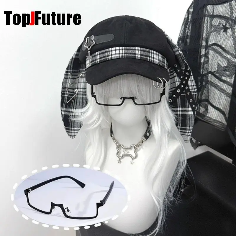 Subcultural Fashion Steampunk Y2k Spicy Girl Women Punk Detachable Rabbit Ears Baseball Cap Gothic Long Bunny Ear Beret Sun Hats