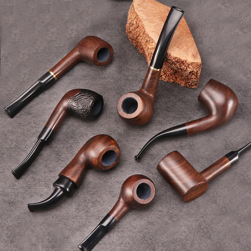 

Handmade sandalwood pipe 9mm pipe channel 18mm bowl inner diameter Solid wood pipe Classic curved / straight handle tobacco pipe