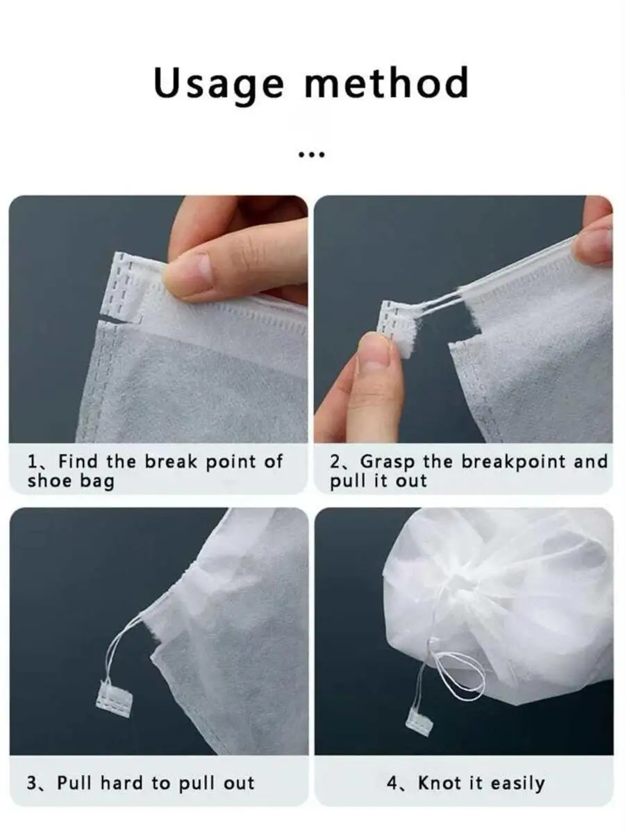 50pcs White Nonwoven Shoe Storage Bags 32x48cm Drawstring Dustproof Travel Organizer For Sneakers view 3