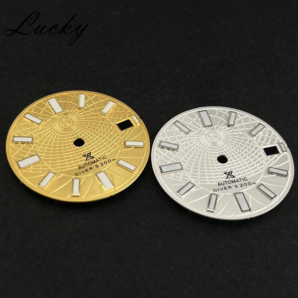 High Quality 28.5mm Watch Dial Single Calendar Green Luminous Fit NH35 NH36 Watch Movement Accessories Replacement Part