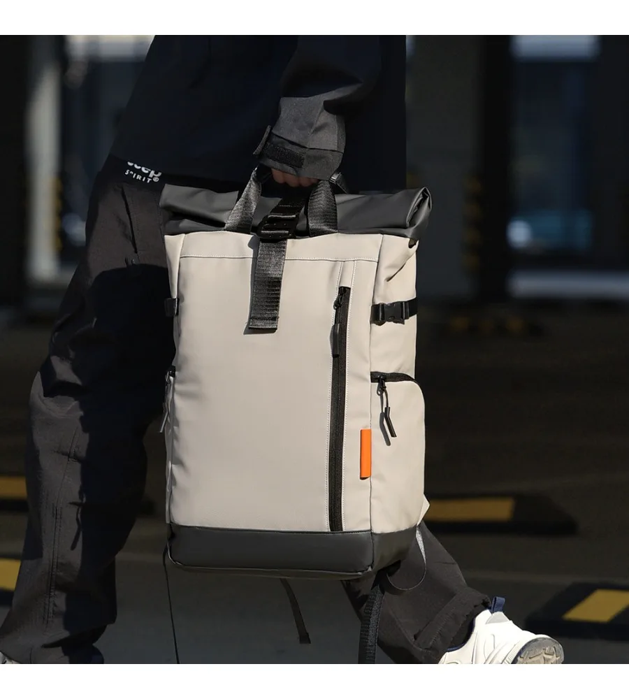 Leisure student bag cover tie rod multi-functional travel backpack backpack men's fashion computer bag trend lightweight