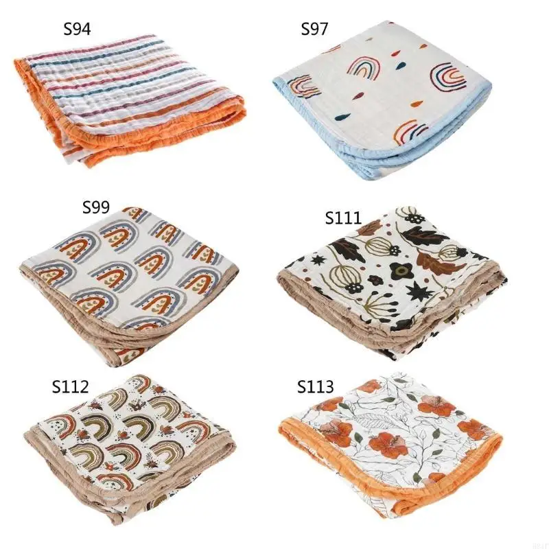 Cobertor absorvente gaze algodão 581F, 4 camadas, respirável para camas, chuveiro, presente