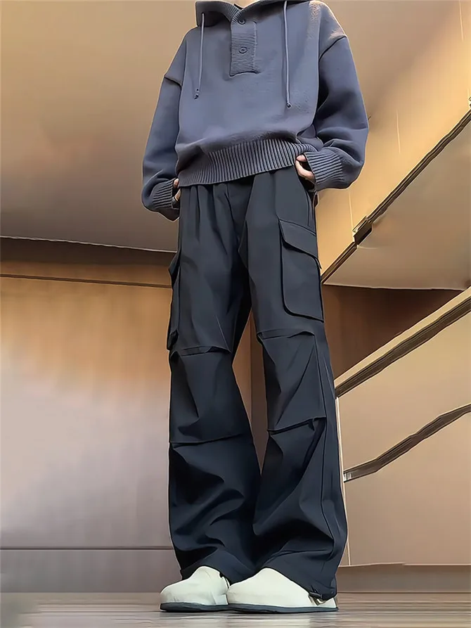 

Spring Season Casual Loose Fit Outdoor Workwear Trousers for Men Youth Faionable Straight Leg Long Pants Mountain Climbing