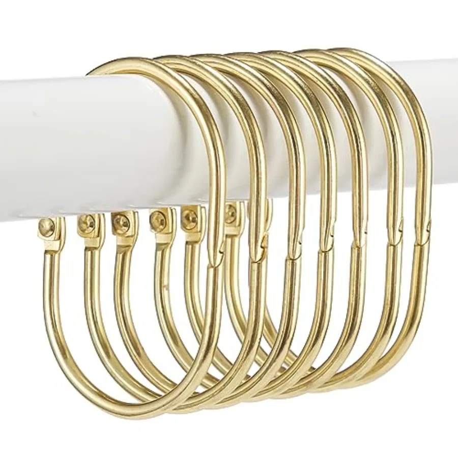 

24 Pcs Shower Curtain Rings, Shower Curtain Hooks, Oval Snap Shower Rings for Curtain, Metal Shower Curtain Rings Rust Proof, G