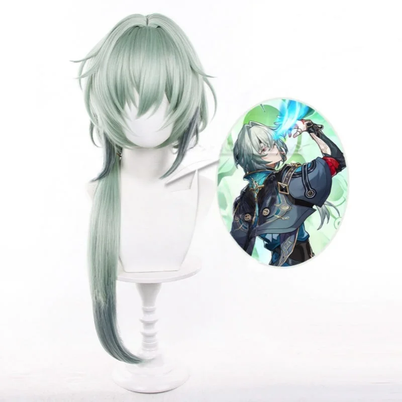 

HSR Anaxa Косплей Парик Шиньон Honkai Star Rail Зеленый Смешанный Парик Anaxagoras Косплей Волосы Вечеринка Термостойкая Синтетическая Шапочка Для Волос