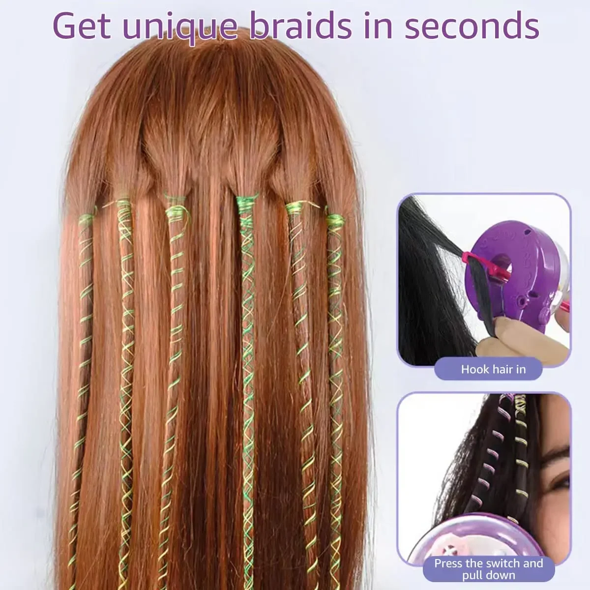 女の子向けの電動魔法の編み機、髪を結ぶためのツール、子供のふり遊びのおもちゃ、パーティーやコスプレのギフトに