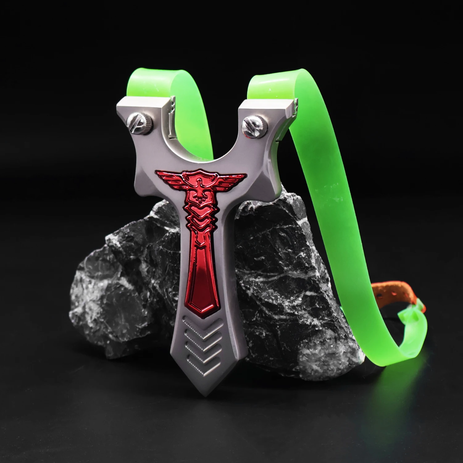 Zinc Alloy Y-Shaped Slingshot Flat Top Clamp Red Pagoda Graphic Adjuster Outdoor Target Practice