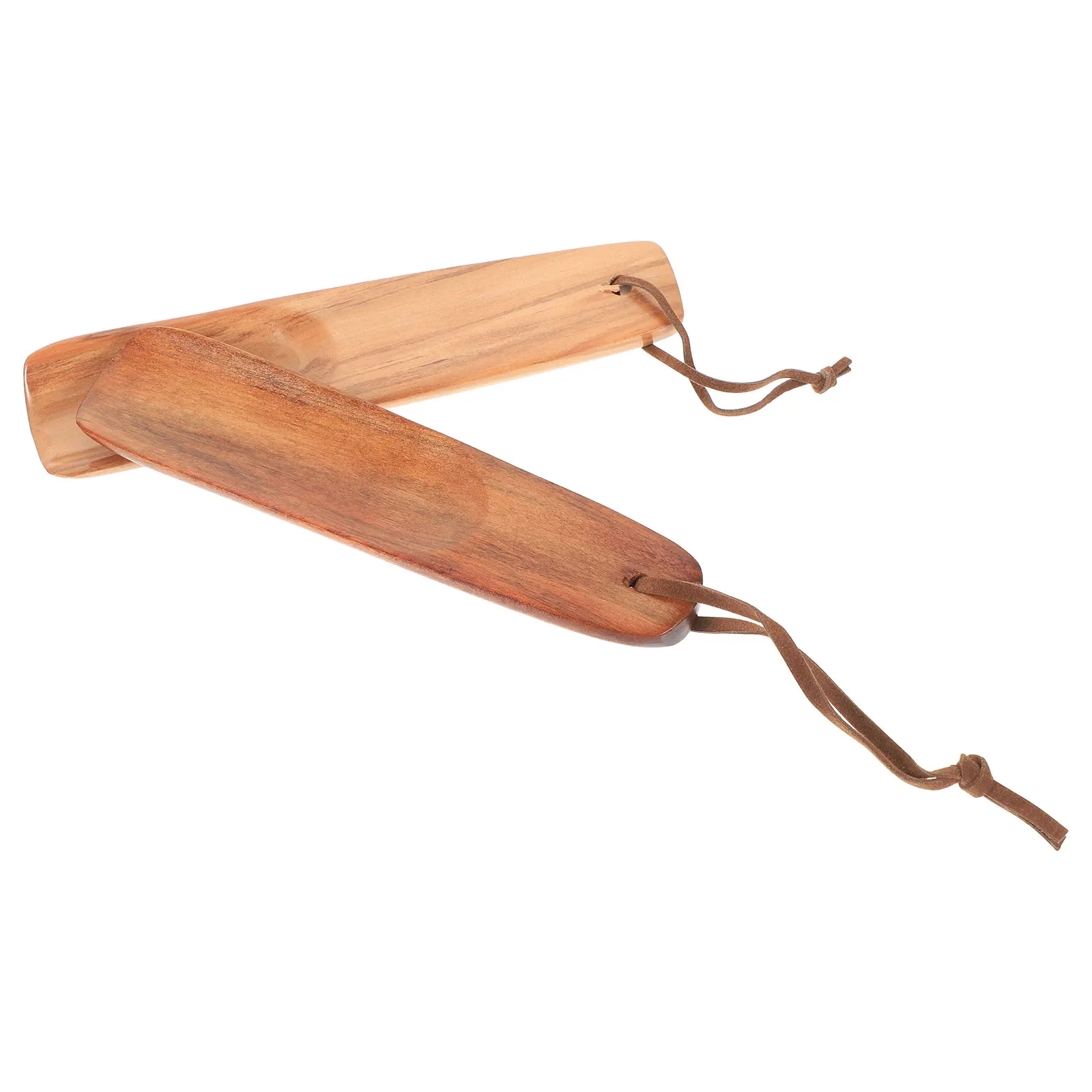 

2pcs Wooden Shoe Horn Portable Shoehorn Smooth Surface Ergonomic Design Household Travel Helper Lanyard Storage for Seniors