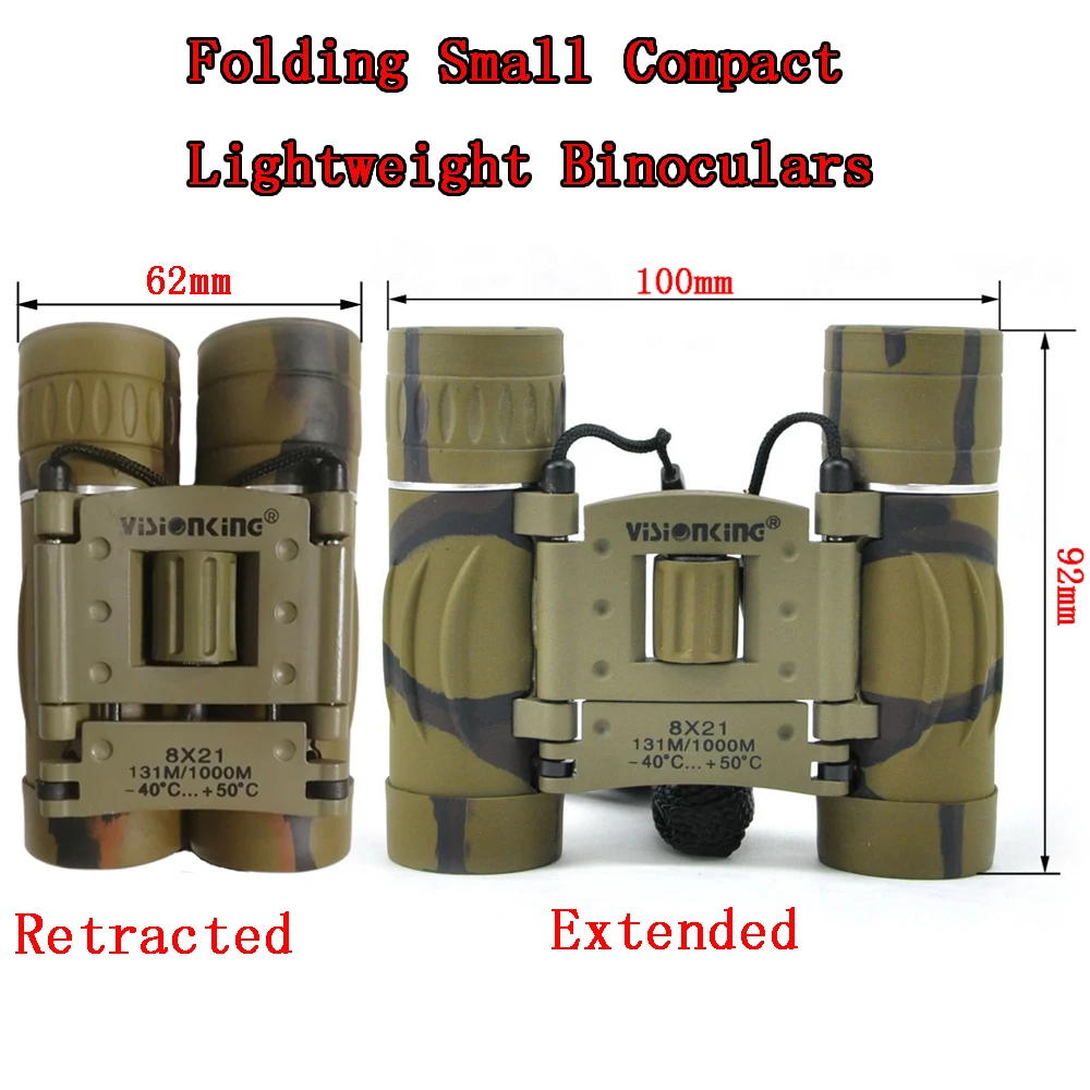 Visionking Professional 8x21 Binoculars Long Range Foldable Telescope BAK4 Powerful Camping Tourism Outdoor Equipments For Kids