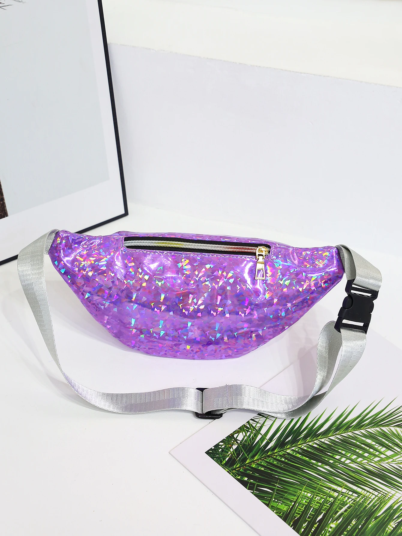 Holographic Waist Bags Women Silver Fanny Pack Female Belt Bag Black Geometric Waist Packs Laser Chest Phone Pouch Bum Bag