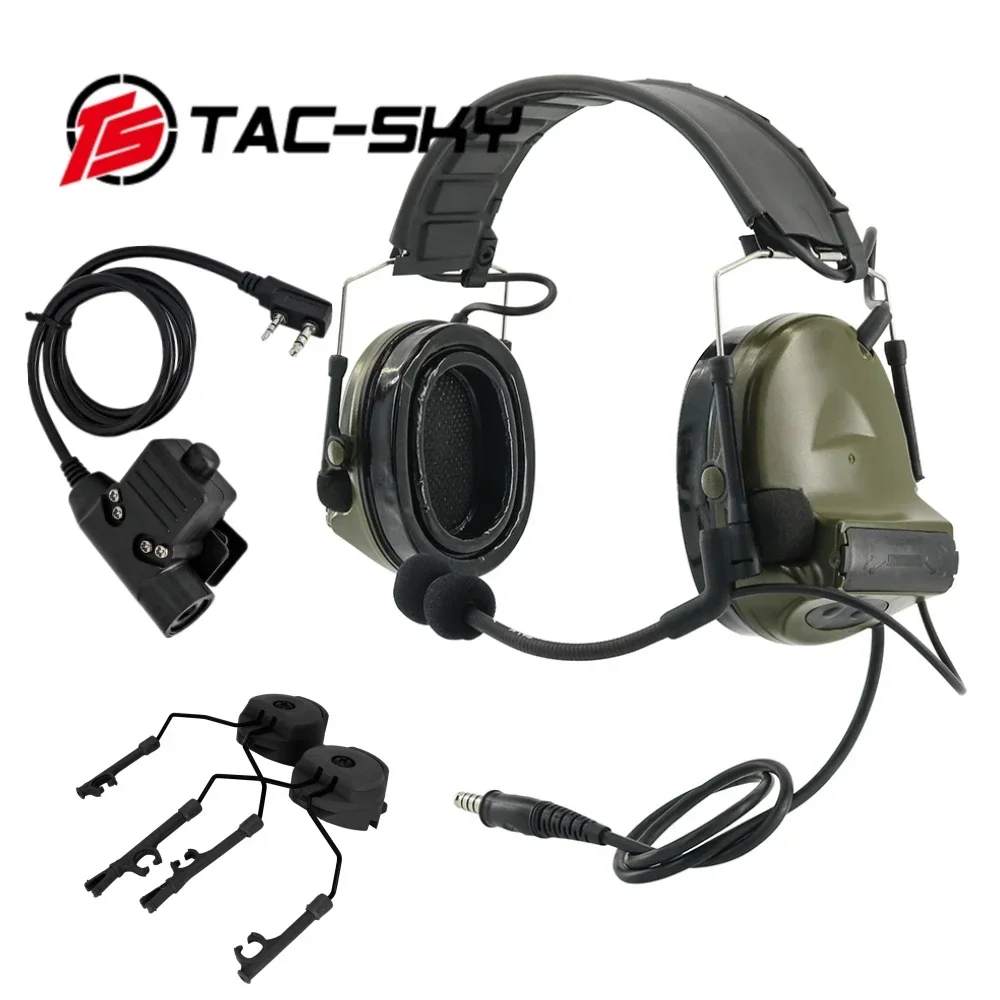 Ts Tac-Sky Comtac Ii Removable Headband Hearing Protection Shooting Earmuffs Tactical Walkie Talkie Airsoft Comtac 2 Headphones