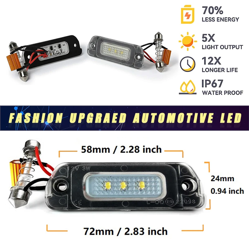 2Pcs For Mercedes Benz W164 ML280 ML300 LED Number License Plate Lights Lamps ML350 ML450 ML500 GL450 GL350 GL550 GL500 W251 R63