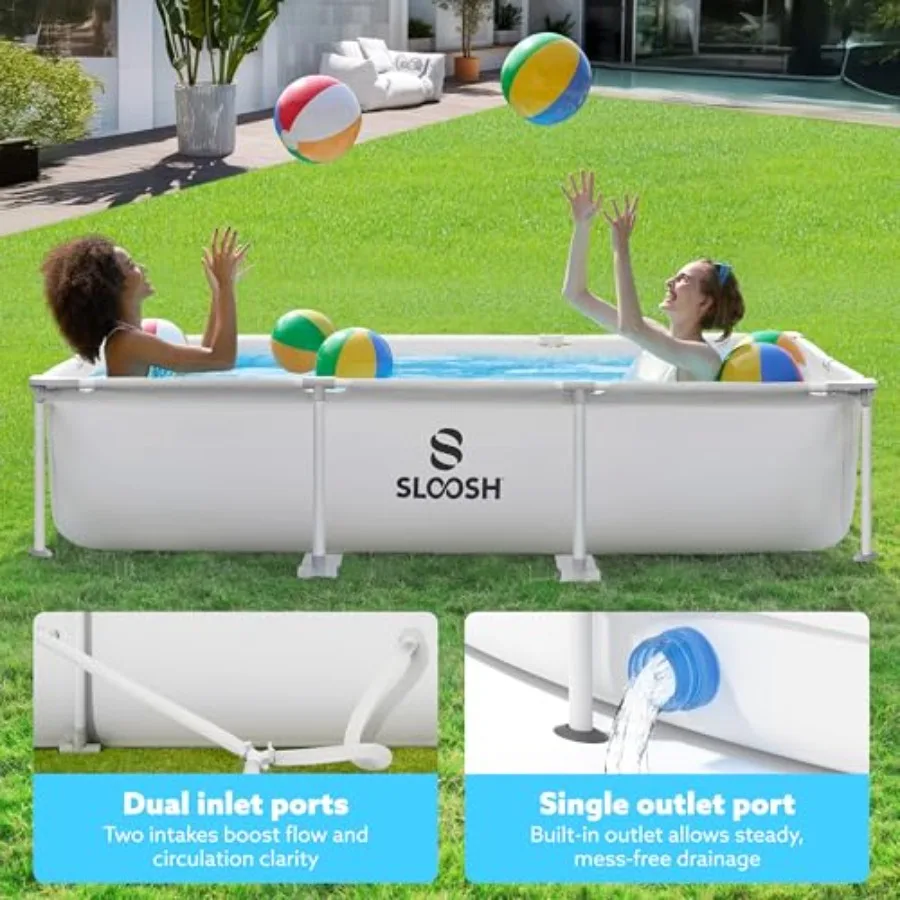 Piscine rectangulaire hors sol-10 pieds x 6,8 pieds x 26 pouces, cadre extérieur, ensemble de piscine hors sol, piscine Kiddie pour adultes avec