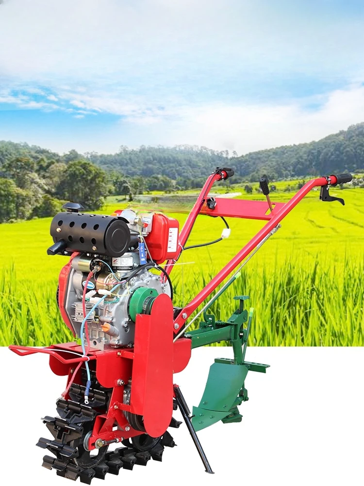 Agricultural Machinery Caterpillar Track Mini-Tiller Diesel Multi-Function Ploughing Furrow Loosening Soil Fertilizer