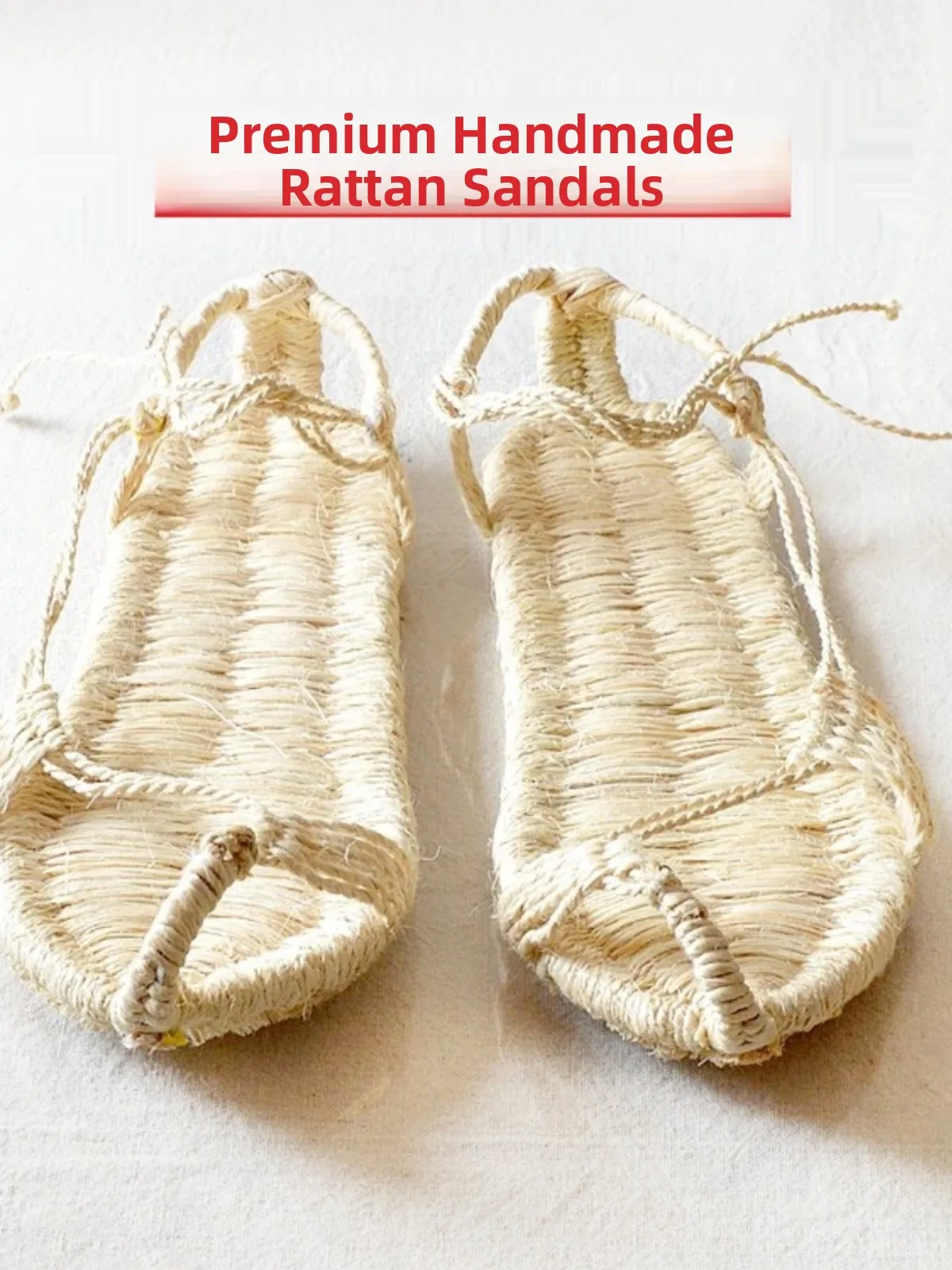 Handcrafted Men's Sandals Breathable Casual Retro Grass Woven Shoes Bamboo Linen Summer Trendy Flip Flops Beach Shoes
