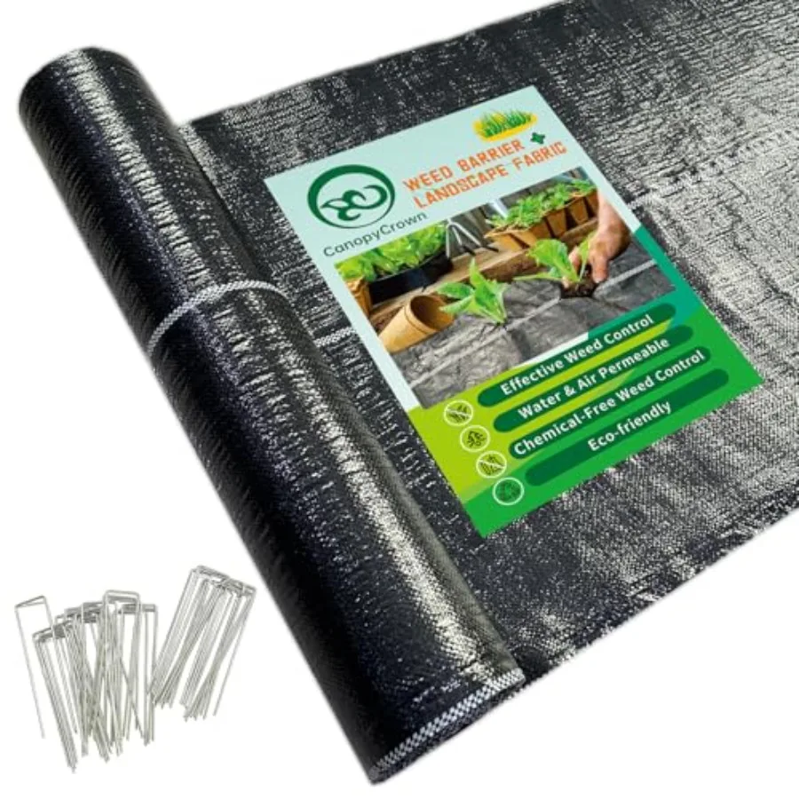 

Прочная геотекстильная ткань для защиты от сорняков 3 фута x 300 футов с 30 U-образными колышками, 3.2 унции, коричневая, для садоводства