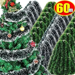60/2m Christmas Tinsel Green Cane Ribbons Garland Flower Ribbons Xmas Tree Hanging Ornaments Wedding Party Wall Decoration