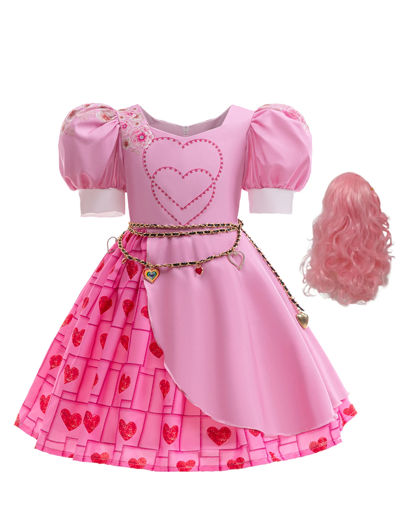 الفتيات القلب فستان الأميرة حزام شعر مستعار ازياء للفتيات D-الديسندات الارتفاع الأحمر موفي لعب الأدوار حفلة عيد الميلاد هالوين فستان بتصميم حالم #1