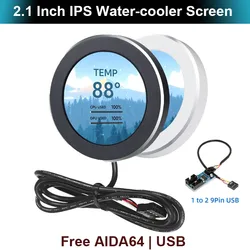 2.1 Inch IPS Water Cooler Screen USB 480 x480 Secondary Screen CPU GPU HDD Monitoring Round Display with CNC Case Free AIDA64