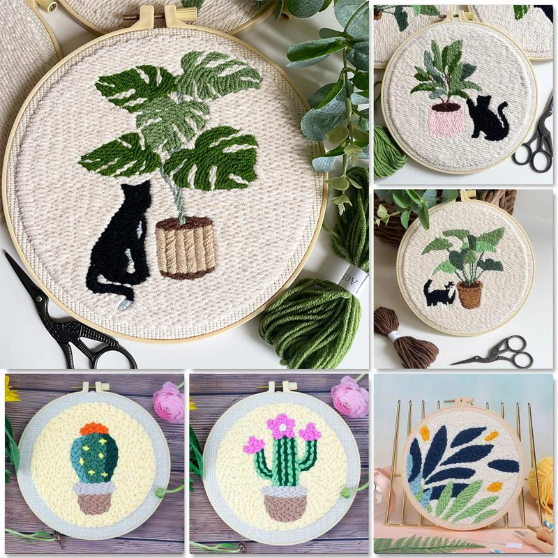 

RUOPOTY Punch Needle Embroidery Flower Package Diy Set Punch Needle Kit Sewing Diy Punch Needle Poke Embroidery Handmade