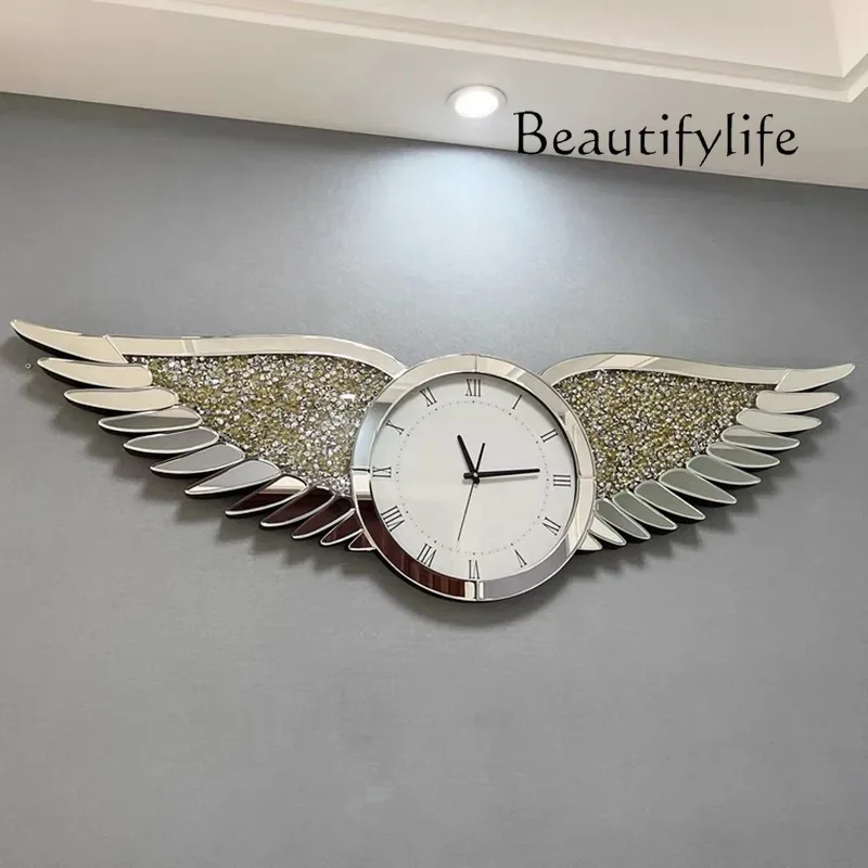 Cv Decoration Living Room Diamond-encrusted Fashion Wall Clock Silent Sweep Second Watch Artistic Modeling Mirror Clock