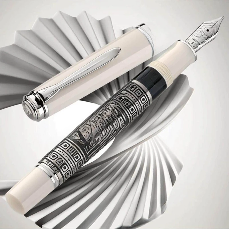 M910 Big White Carving Red Carving White Carving Pen 18K Tip