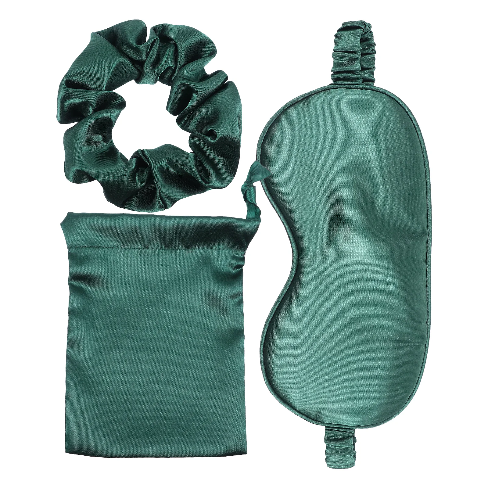 

3 Pcs Silk Fabric Sleep Mask Elastic Headband Travel Blindfold Eye Cover Hair Rope With Storage Bag For Relief Easy