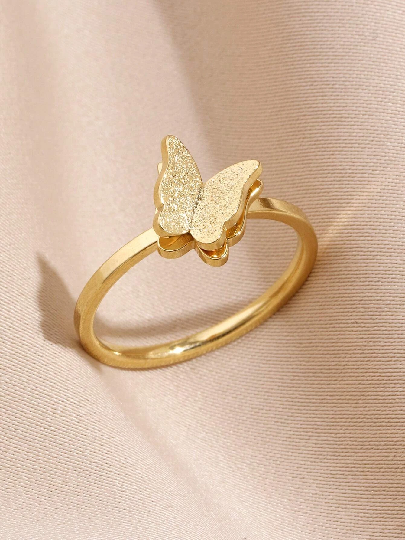 1pcs Fashionable 3D Stainless Steel Ring, Ladies' Butterfly Ring, Girls' Cute Accessories, Party Jewelry gift giveaway