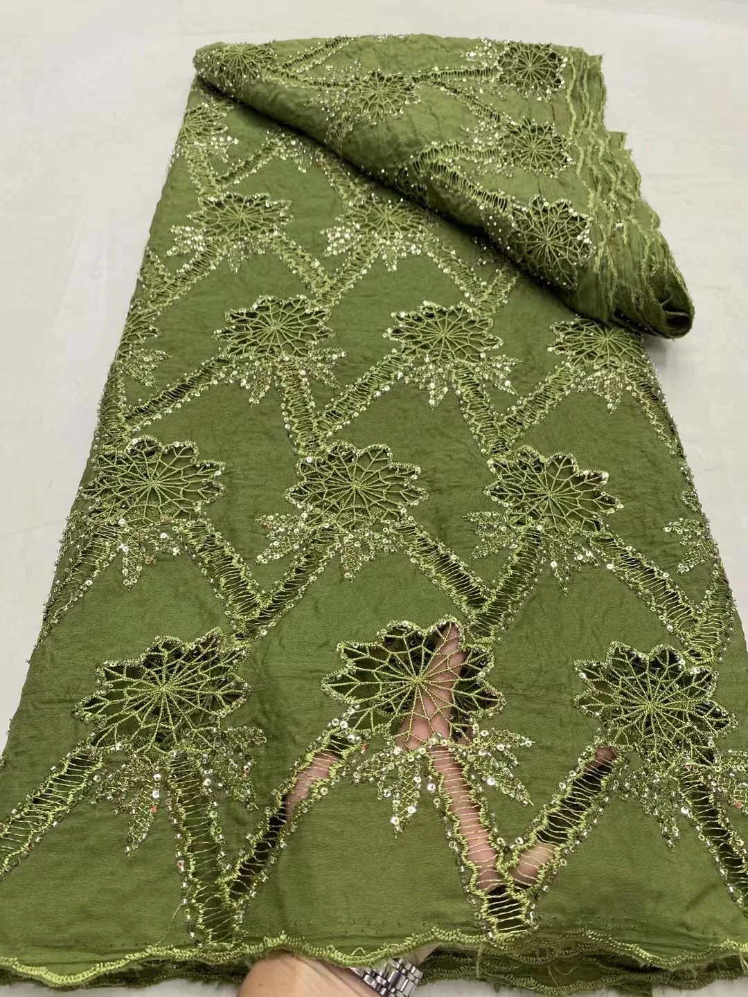 African Nigerian Tulle Lace Fabric，for Sewing Wedding Party Gown Dress, High Quality,Embroidered Cotton Damask, 5Yard, 2025 image 2