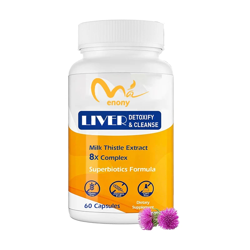 Probiotics containing milk thistle, dandelion, and turmeric, 8-in-1 herbal formula for liver support, antioxidant, 60 capsules