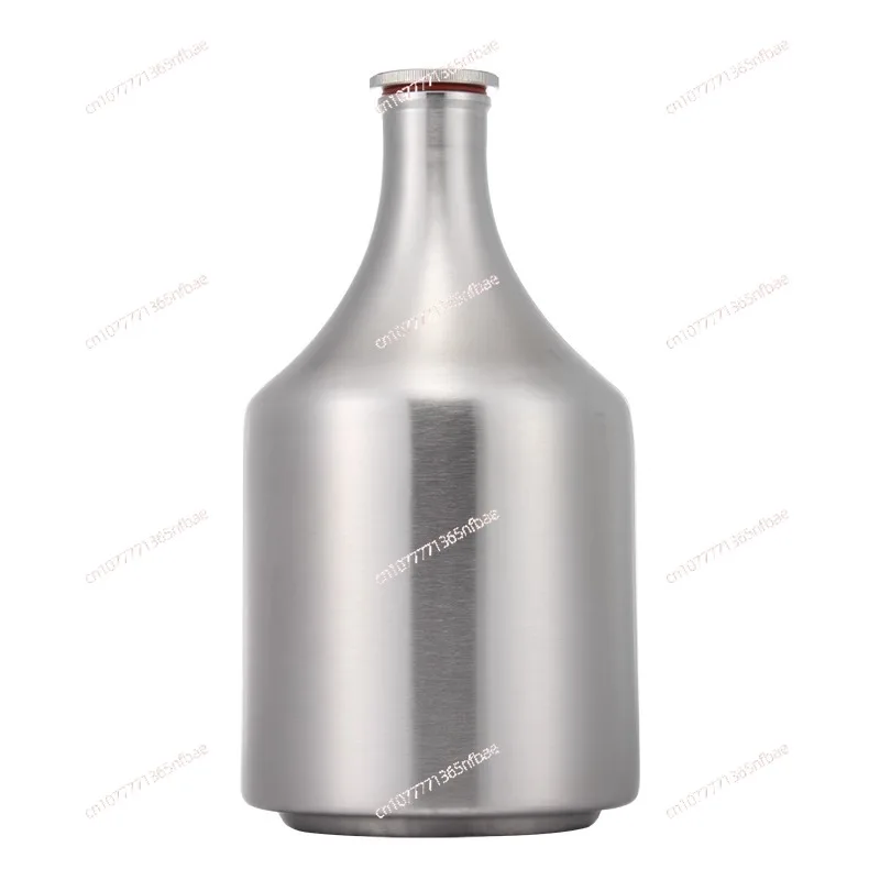 High-end Baijiu Pot 304 Stainless Steel Wine Bottle Craft White Steel Wine Barrel Outdoor Portable 2L Teapot Beer Barrel