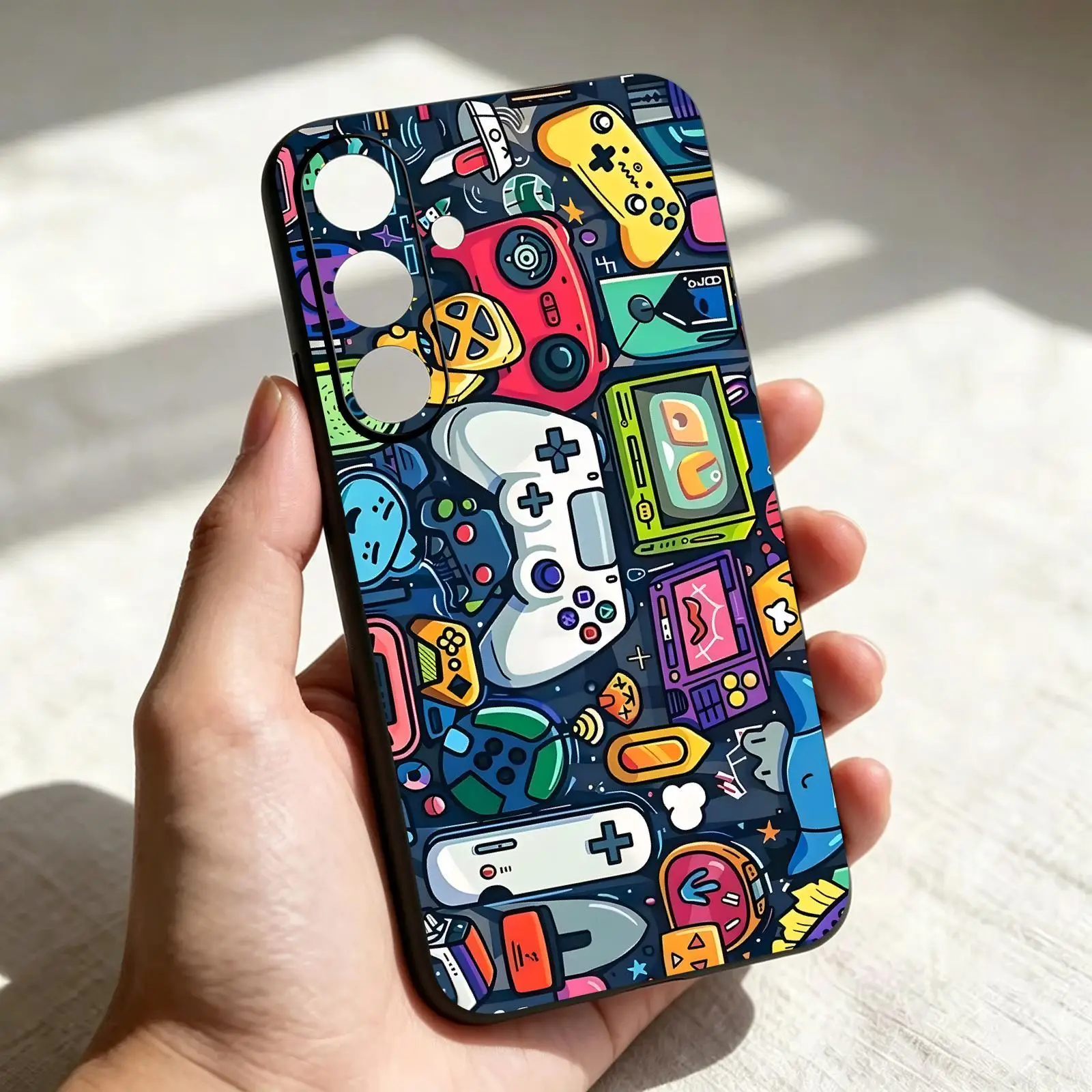 Phone Case For Samsung A57 A56 A37 A27 A17 A36 A26 A55 A35 Black Matte Soft Case Game Controller Graphic