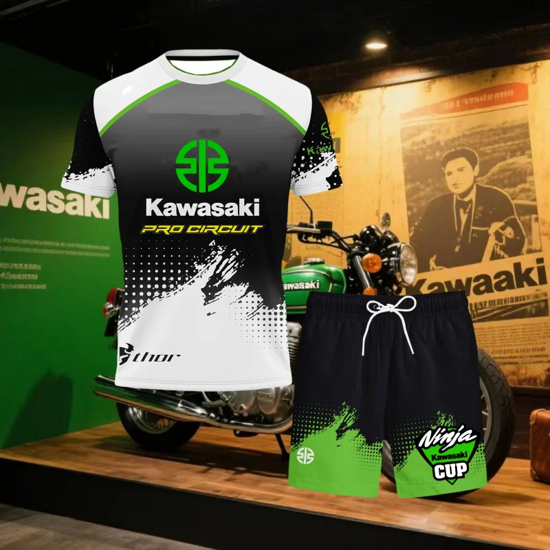 

Kawasaki Summer Hot Selling Quick Drying Breathable Shorts Short Sleeve Set Summer Thin Outdoor Cycling Comfortable Short Set