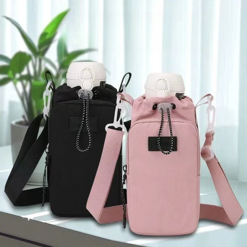 حقيبة زجاجات المياه المحمولة مع حزام الكتف قابل للتعديل بطاقة الهاتف أكياس تخزين زجاجات المياه الرياضة في الهواء الطلق أكياس كوب ماء