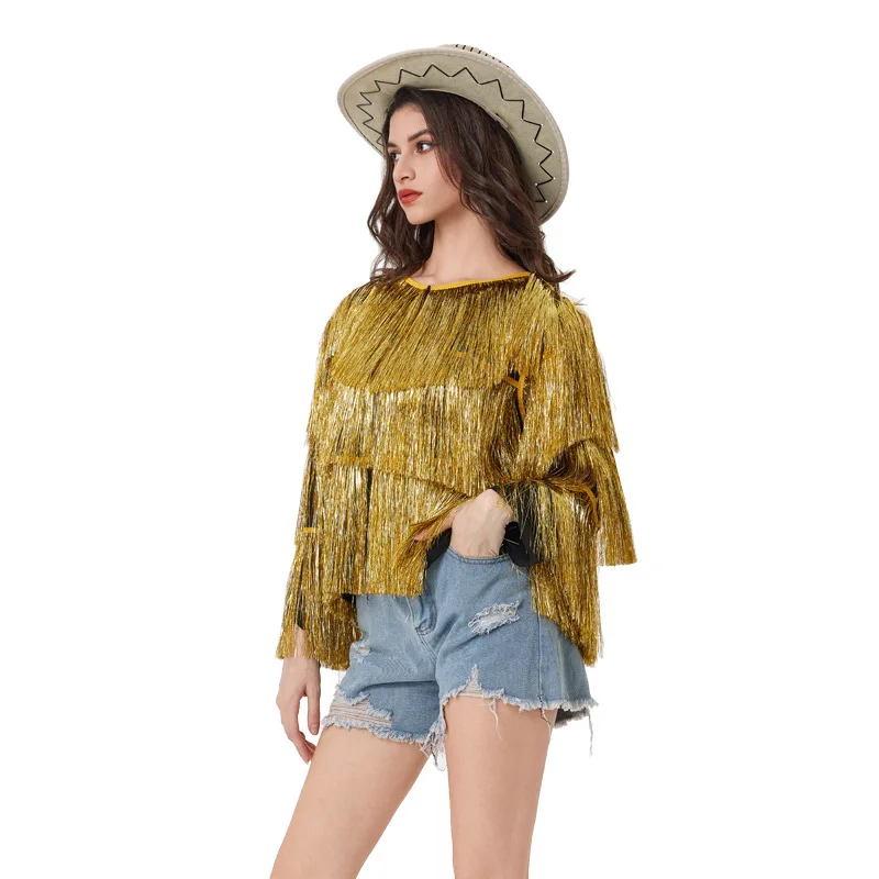Spring Summer New European American Silver Tassel Long Sleeve Jacket Women's Loose Cardigan Lightweight Outerwear