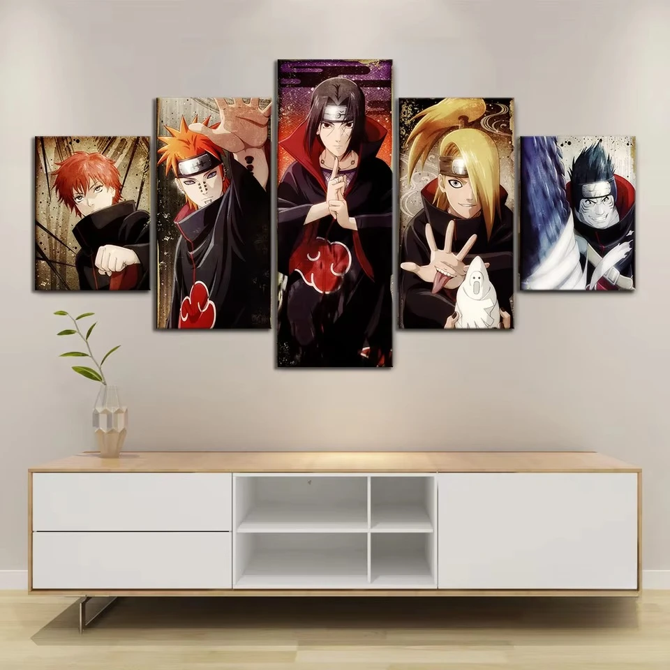 5 Piece Akatsuki NARUTO Anime Poster HD Wall Picture Canvas Painting for Living Room Decor Canvas Poster Home Decor Gift