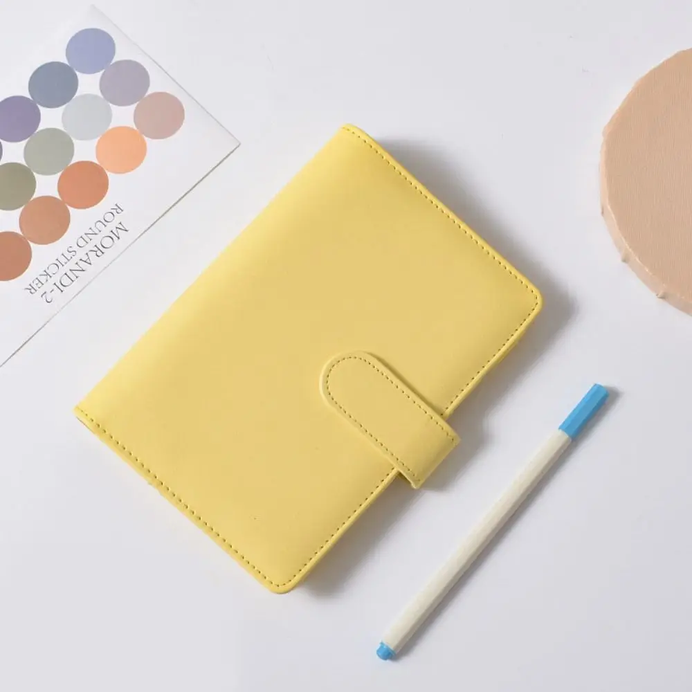 A6 Cash Budget Ledger Macaron Color Magnetic button Loose-leaf Notebook Zippered Pockets Budget Tables PU Leather Folder Men