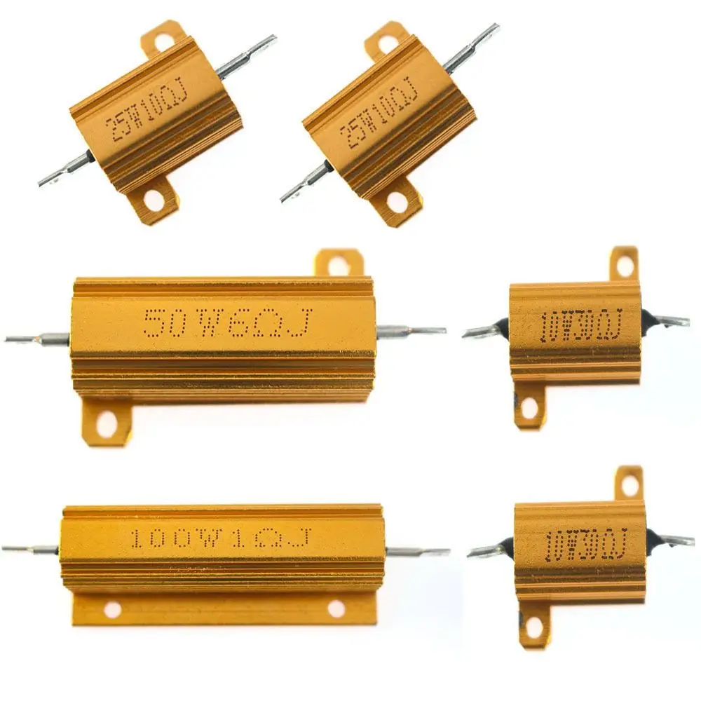 1Pcs 50W RX24 Aluminum Power Resistor 0.1-10ohm Wirewound Metal Shell Resistor High Insulation Aluminum Shell